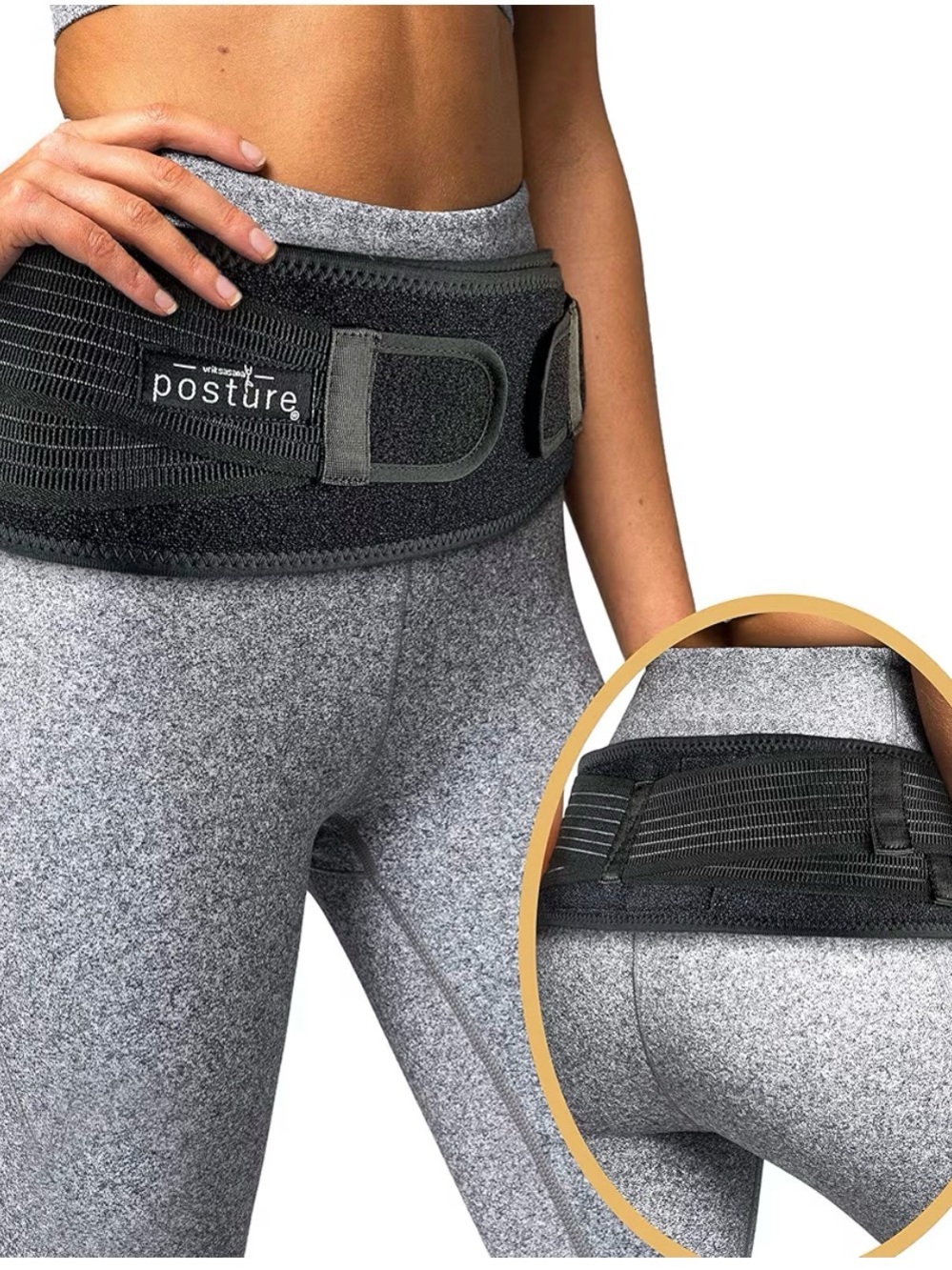 Posture Black Lumbar Support Belt for Back Pain Relief